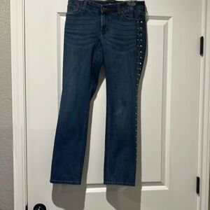 Chico’s Blue Gold Studded Women's Straight Leg Jeans-00S-EUC